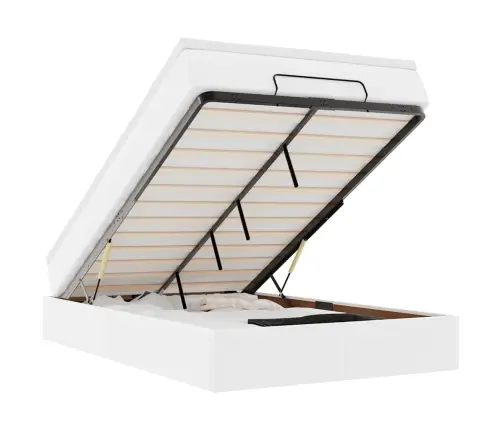 Ottomani Voodiraam Madratsiga, Valge, 120X190 cm Kunstnahk