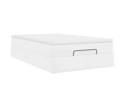 Ottomani Voodiraam Madratsiga, Valge, 120X190 cm Kunstnahk