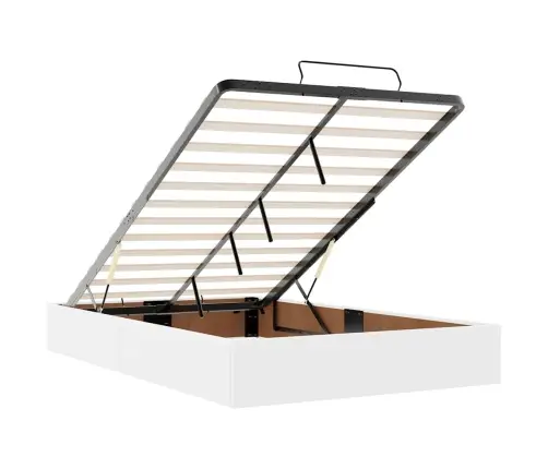 Ottomani Voodiraam Madratsiga, Valge, 120X190 cm Kunstnahk