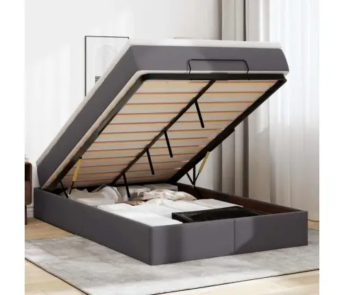 Osmaņu Gultas Rāmis Ar Matrača Pelēks 120X190Cm Mākslīgā Āda Vidaxl