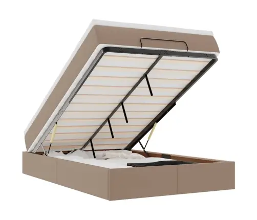 Ottomani Voodiraam Madratsiga, Cappuccino, 120X190cm Kunstnahk