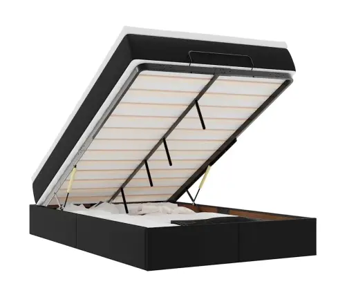 Osmaņu Gultas Rāmis Ar Matrača Melns 120X200Cm Mākslīgā Āda Vidaxl