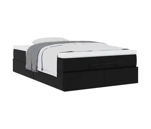 Osmaņu Gultas Rāmis Ar Matrača Melns 120X200Cm Mākslīgā Āda Vidaxl