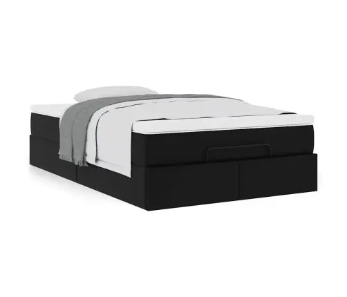 Osmaņu Gultas Rāmis Ar Matrača Melns 120X200Cm Mākslīgā Āda Vidaxl