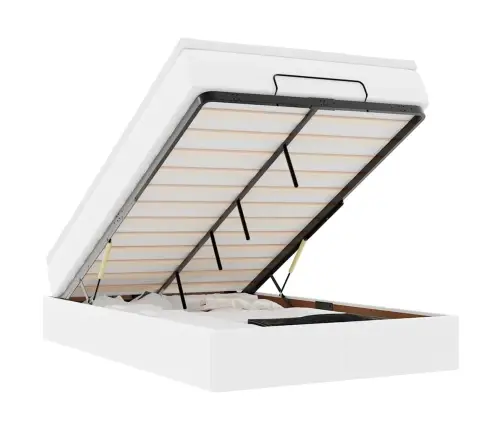 Osmanų Lovos Rėmas Su Čiužiniu, Baltas, 120X200cm Dirbtinė Oda