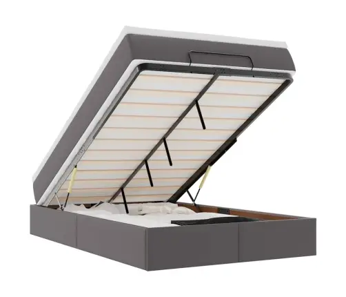 Osmaņu Gultas Rāmis Ar Matrača Pelēks 120X200Cm Mākslīgā Āda Vidaxl