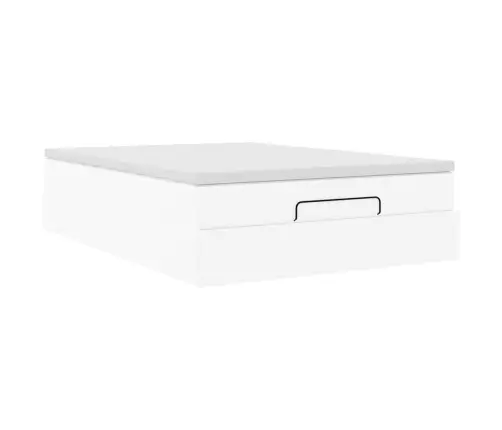 Osmaņu Gulta Ar Matrača, Balts, 140X190Cm, Mākslīgā Āda Vidaxl