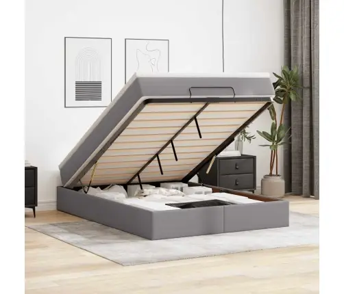 Ottomani Voodi Madratsiga, Hall, 140X190cm Kunstnahk