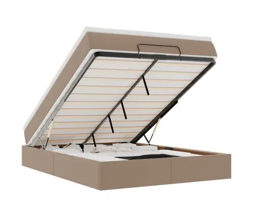 Ottomani Voodi Madratsiga, Cappuccino, 140X190cm Kunstnahk