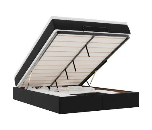 Osmaņu Gultas Rāmis Ar Matrača Melns 140X200Cm Mākslīgā Āda Vidaxl