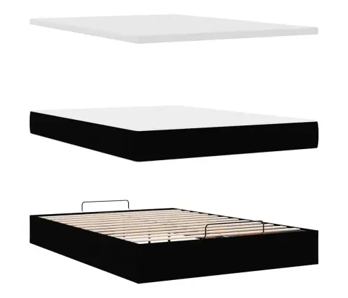 Osmaņu Gultas Rāmis Ar Matrača Melns 140X200Cm Mākslīgā Āda Vidaxl