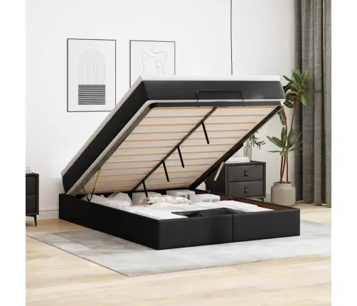 Osmaņu Gultas Rāmis Ar Matrača Melns 140X200Cm Mākslīgā Āda Vidaxl