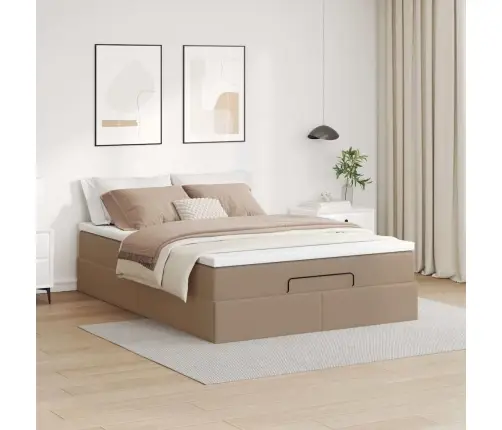 Osmaņu Gultas Rāmis Ar Matrača Kapučīno 140X200Cm Mākslīgā Āda Vidaxl