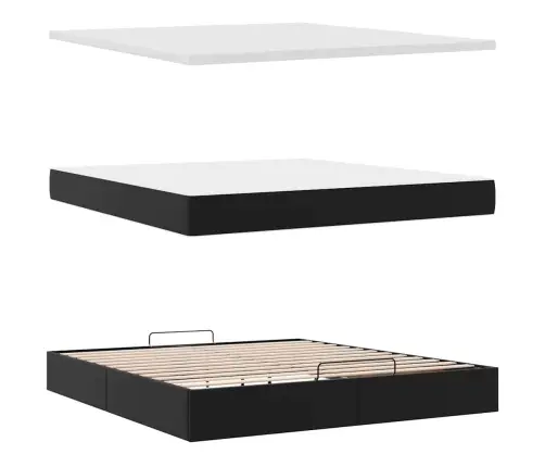 Osmaņu Gultas Rāmis Ar Matrača Melns 160X200Cm Mākslīgā Āda Vidaxl