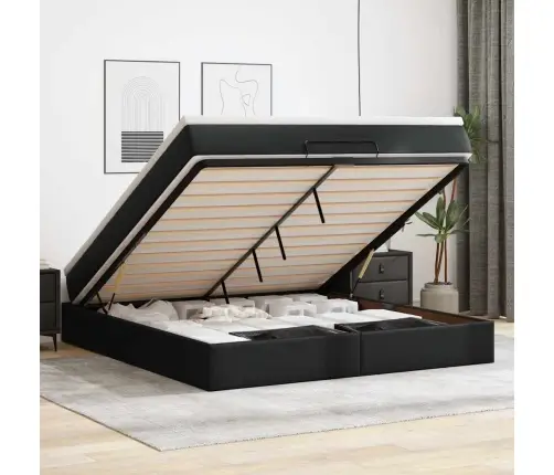 Osmaņu Gultas Rāmis Ar Matrača Melns 160X200Cm Mākslīgā Āda Vidaxl