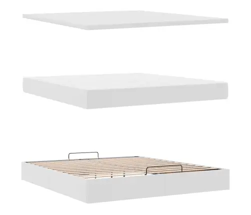 Osmaņu Gultas Rāmis Ar Matrača Balts 160X200Cm Mākslīgā Āda Vidaxl