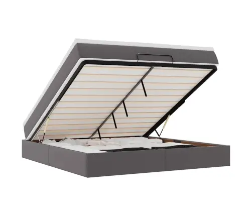 Osmaņu Gultas Rāmis Ar Matrača Pelēks 160X200Cm Mākslīgā Āda Vidaxl