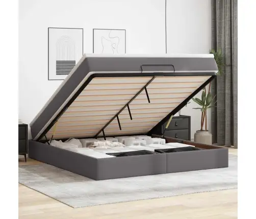 Osmaņu Gultas Rāmis Ar Matrača Pelēks 160X200Cm Mākslīgā Āda Vidaxl