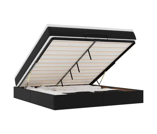 Osmanų Lovos Rėmas Su Čiužiniu, Juodas, 180X200cm Dirbtinė Oda