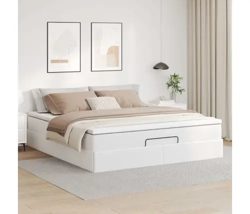 Osmaņu Gultas Rāmis Ar Matrača Balta 180X200Cm Mākslīgā Āda Vidaxl