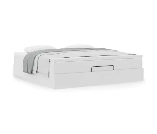 Osmaņu Gultas Rāmis Ar Matrača Balta 180X200Cm Mākslīgā Āda Vidaxl