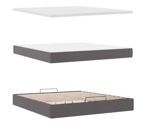 Osmaņu Gultas Rāmis Ar Matrača Pelēks 180X200Cm Mākslīgā Āda Vidaxl