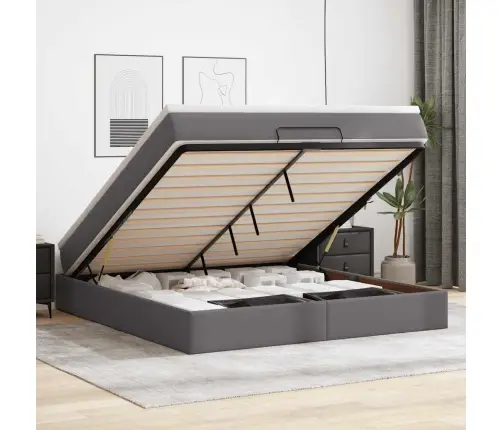 Osmaņu Gultas Rāmis Ar Matrača Pelēks 180X200Cm Mākslīgā Āda Vidaxl