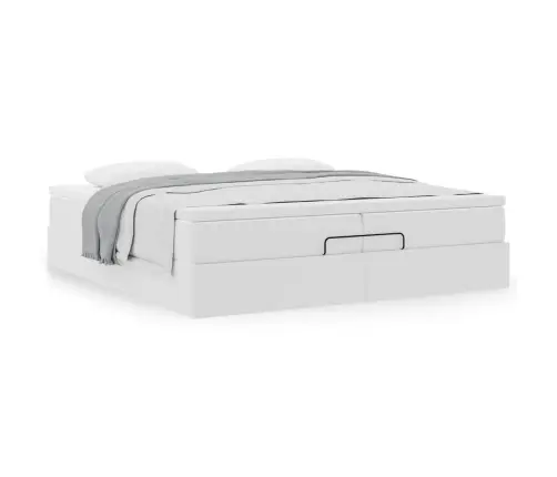 Ottomani Voodiraam Madratsitega, Valge, 200X200cm Kunstnahk