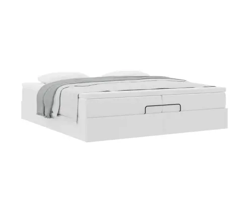 Ottomani Voodiraam Madratsitega, Valge, 200X200cm Kunstnahk