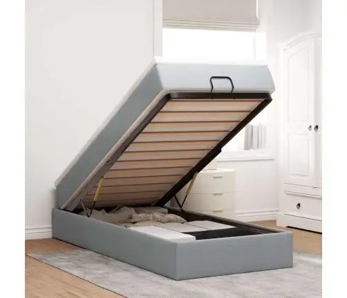 Ottomani Voodiraam Madratsiga, Helehall, 80X200 cm Kangas