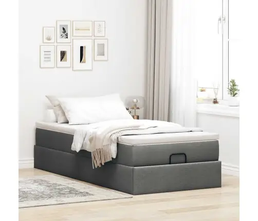 Osmaņu Gultas Rāmis Ar Matrača Tumši Pelēks 80X200 Cm Audums Vidaxl