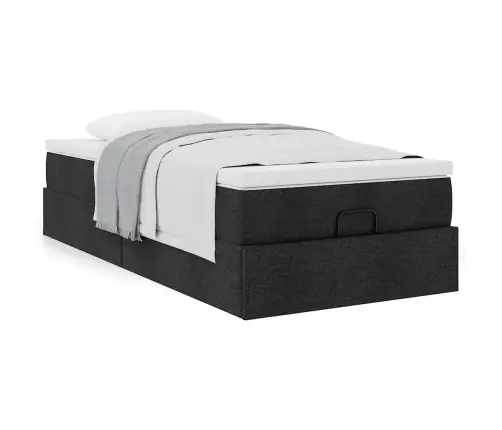 Osmaņu Gultas Rāmis Ar Matrača Melns 80X200 Cm Audums Vidaxl