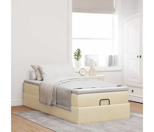 Osmaņu Gultas Rāmis Ar Matrača Krēma 80X200 Cm Audums Vidaxl