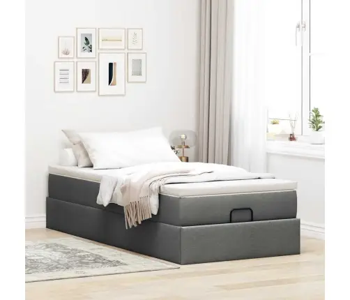 Osmaņu Gultas Rāmis Ar Matrača Tumši Pelēks 90X190 Cm Audums Vidaxl