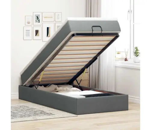 Osmaņu Gultas Rāmis Ar Matrača Tumši Pelēks 90X190 Cm Audums Vidaxl