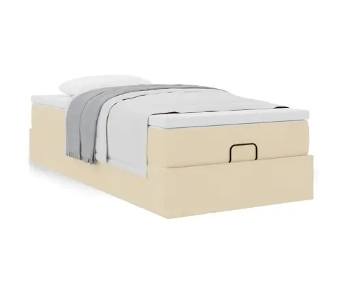 Osmaņu Gultas Rāmis Ar Matrača Krēma 90X190 Cm Audums Vidaxl