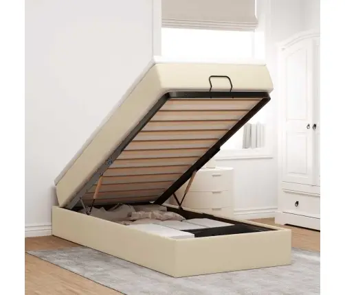 Osmaņu Gultas Rāmis Ar Matrača Krēma 90X190 Cm Audums Vidaxl