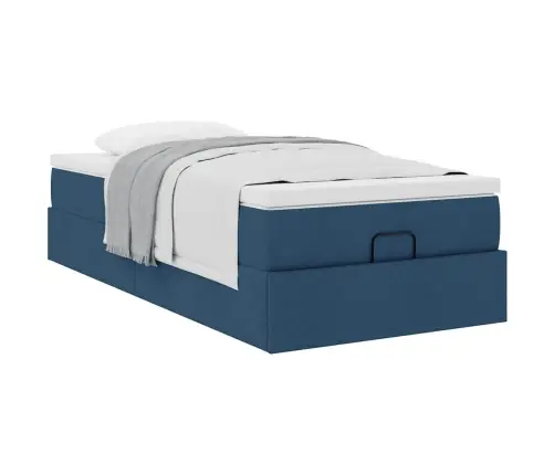 Osmanų Lovos Rėmas Su Čiužiniu, Mėlynas, 90X190cm Audinys