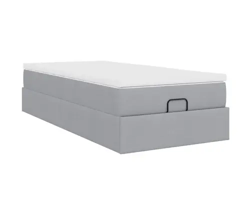 Ottomani Voodiraam Madratsiga, Helehall, 90X200cm Kangas