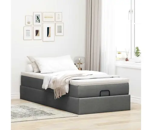 Osmaņu Gultas Rāmis Ar Matrača Tumši Pelēks 90X200 Cm Audums Vidaxl