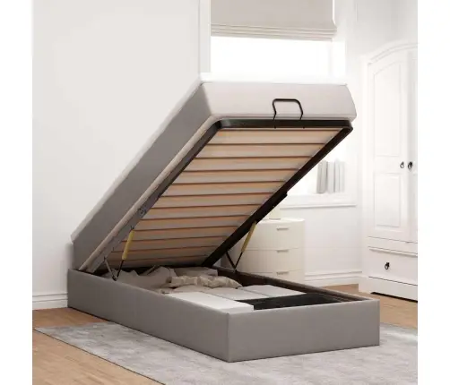 Osmaņu Gultas Rāmis Ar Matrača Pelēkbrūna 90X200 Cm Audums Vidaxl