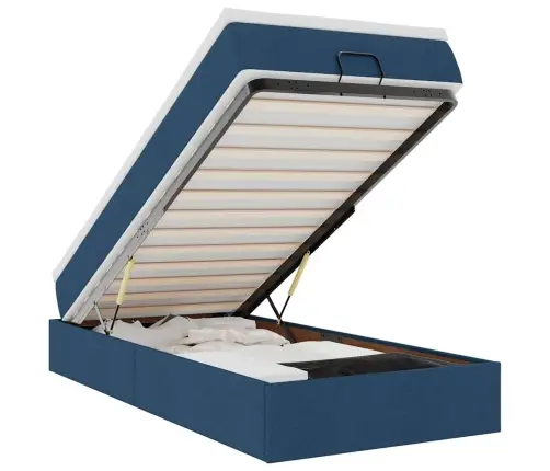 Osmaņu Gultas Rāmis Ar Matrača Zils 90X200 Cm Audums Vidaxl