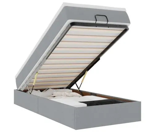 Osmaņu Gultas Rāmis Ar Matrača Gaiši Pelēks 100X200 Cm Audums Vidaxl