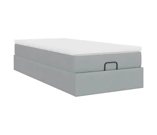 Osmaņu Gultas Rāmis Ar Matrača Gaiši Pelēks 100X200 Cm Audums Vidaxl