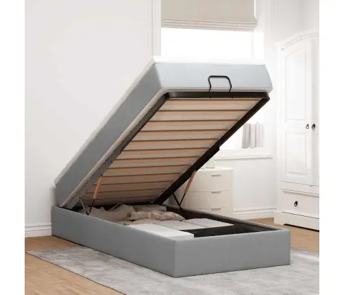 Osmaņu Gultas Rāmis Ar Matrača Gaiši Pelēks 100X200 Cm Audums Vidaxl