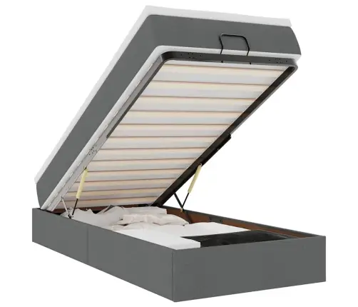 Ottomani Voodiraam Madratsiga, Tumehall, 100X200cm Kangas