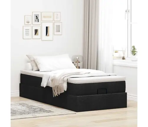 Osmanų Lovos Rėmas Su Čiužiniu, Juodas, 100X200cm Audinys