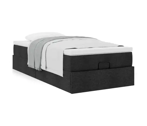 Osmanų Lovos Rėmas Su Čiužiniu, Juodas, 100X200cm Audinys