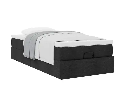 Osmanų Lovos Rėmas Su Čiužiniu, Juodas, 100X200cm Audinys