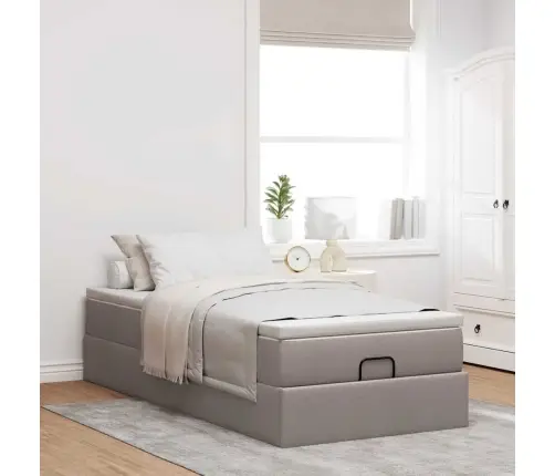 Osmaņu Gultas Rāmis Ar Matrača Pelēkbrūna 100X200 Cm Audums Vidaxl